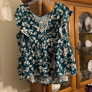 Green Floral Blouse